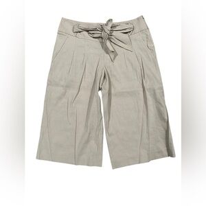 Elie Tahari Linen Wide‎ Leg Cropped Pant Haley Size 2 Tan Khaki